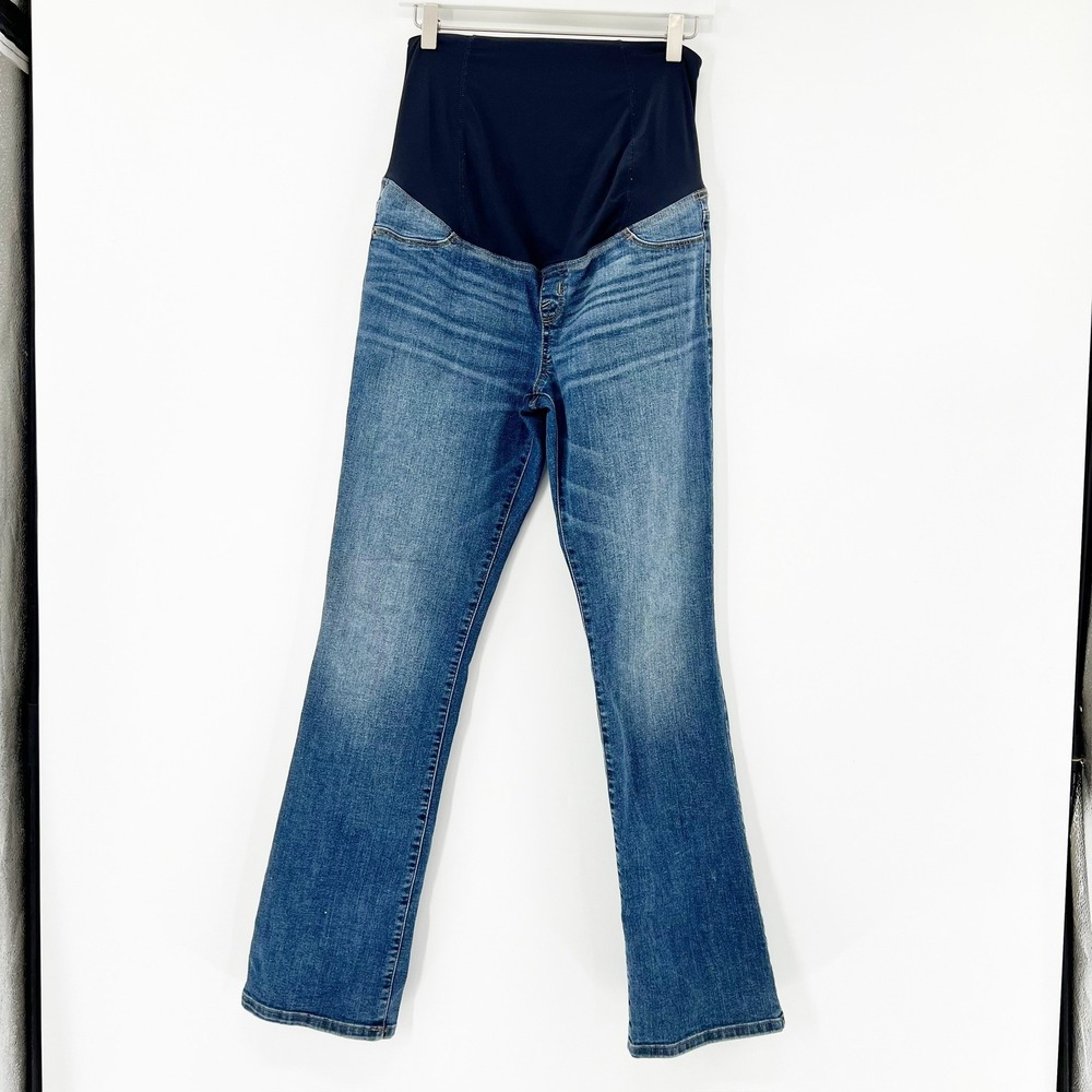 Isabel Maternity Bootcut Jeans Women 4/27R Blue Good Full Belly Panel Stretch